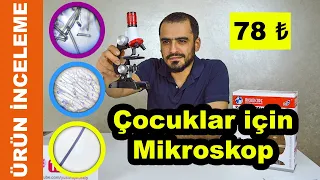 Çocuklar için eğitici mikroskop incelemesi