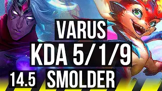 VARUS & Ashe vs SMOLDER & Nautilus (ADC) | 5/1/9, Rank 10 Varus | KR Challenger | 14.5