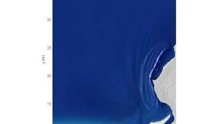 Boussinesq simulation 2D solitary wave over complex topography