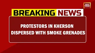 Smoke Grenade Used To Disperse Protestors In Kherson Protesting Against Invasion | Breaking News