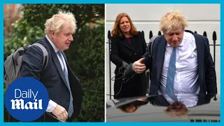 Boris Johnson leaves home as 'partygate' dossier is set for release