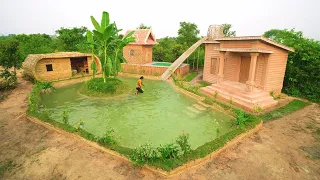 She Spend 365Days Building 1Million Dollar a Village with Water Slide into Underground Swimming Pool