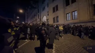 A protest against the “law on foreign agents” in front of the parliament in Tbilisi