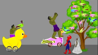 Granny vs spiderman,hulk duck car tree funny animation | drowing cartoon2 - g kola animate