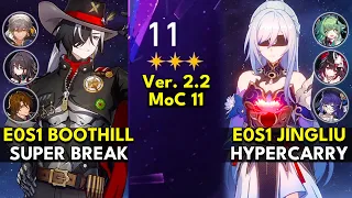 E0S1 Boothill Super Break & E0S1 Jingliu Hypercarry | Memory of Chaos Floor 11 3 Stars | Honkai