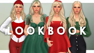 HOLIDAY LOOKBOOK 🎄 | Sims 4 Create A Sim + FULL CC LIST (maxis match)