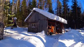 ПРОБИВАЕМ ПУТИК в ИЗБУ. ЧЕТЫРЕ ДНЯ в ТАЙГЕ. СТАВИМ СЕТИ под ЛЁД на ТАЁЖНОМ ОЗЕРЕ. 4 часть.