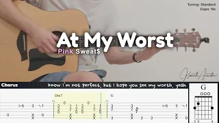 At My Worst - Pink Sweat$ | Fingerstyle Guitar | TAB + Chords + Lyrics