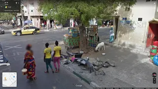 Улицы Дакара, столицы Сенегала, на панорамах Гугл карт. Красочная жизнь африканской столицы.