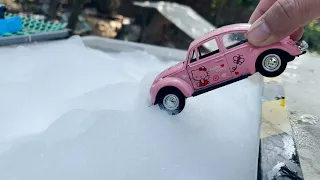 Diecast Cars Moving and Falling Into The Soap Water