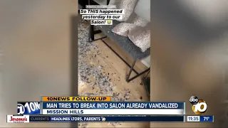 Man tries to break into salon already vandalized