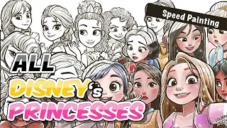 How to draw All Disney's Princesses | Speed Painting | Wreck-it Ralph 2 | iPadPro with Procreate