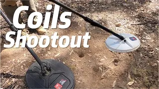 GPZ 7000 Coil Shootout -  Nugget FInder Z search 17"x13" coil vs Minelab 14" Coil