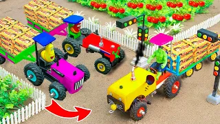 DIY mini tractor heavy trolley stuck in mud with Parle G science project Part 3 @HNDIYCREATIVE