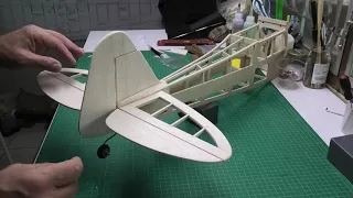 RC Piper Cub J3 balsa plane build - Pt 7: Fitting the tail plane and fin