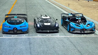 Bugatti Bolide vs Koenigsegg Jesko Absolut vs Bugatti Vision GT at Highlands