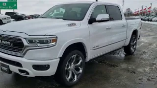 2020 RAM 1500 LIMITED ECODIESEL RAMBOX MULTI-FUNCTION TAILGATE WHITE IVORY TRI-COAT WALK AROUND