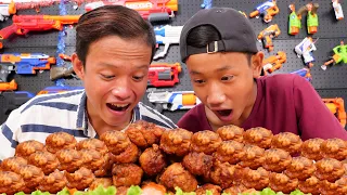 NERF GUN VLOG 03 CHICKEN FRIED BATTLE: THỬ THÁCH ĂN GÀ RÁN KFC