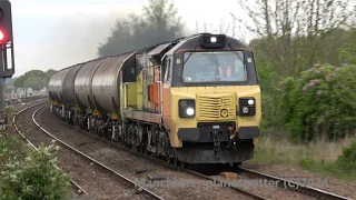 (4K) Colas Class 70803 On A Tanker Train On 6D43 Seen Passing Church Fenton Station On The 29/04/24