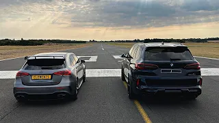 DRAG RACE! MERCEDES-AMG A45 S VS BMW X5M COMPETITION!