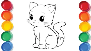 how to draw cute cat for kids | easy cat drawing | cute cat draw step by step | cat drawing for kids