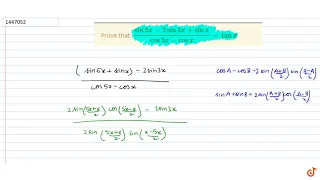 Prove that: `(sin5x-2sin3x+sin x)/(cos5x-cos x)=tanx`