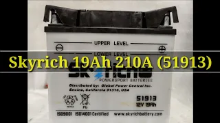 Skyrich 19Ah 210A (51913) (1). Анализ 3-ёх годовалого наливного мотоАКБ. Долив дистиллята, заряд.