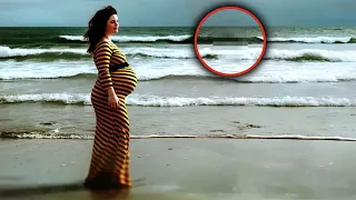 Man photographs pregnant wife but sees something startling in the background