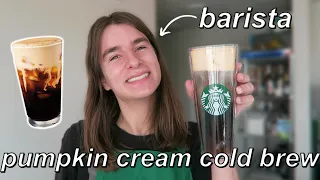 How To Make A Starbucks Pumpkin Cream Cold Brew At Home // by a barista