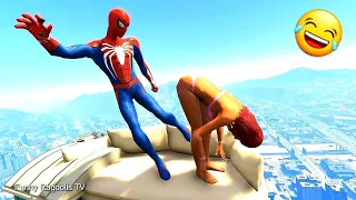 Spider-man Falling off Highest Buildings (Euphoria Physics GTA V) GTA V Funny Moments & Fails