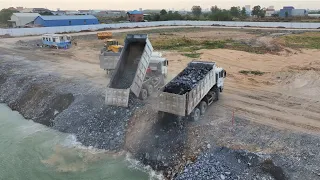 EP1577,DumpTruck SHACMAN Transport Rock Filling With Wheel Loader Push Rock Excavator Digging Rock