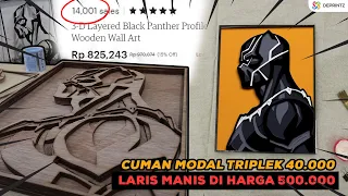 IDE USAHA MODAL TRIPLEK 40 RIBU JADI 500.000 - LASER CUTTING WALL ART BLACK PANTHER WAKANDA FOREVER