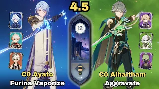 C0 Ayato Furina Vaporize & C0 Alhaitham Aggravate | Spiral Abyss 4.5 | Genshin Impact