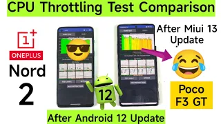 OnePlus Nord 2 vs Poco F3 GT CPU Throttling Test Comparison After Android 12 Update 🔥🔥🔥