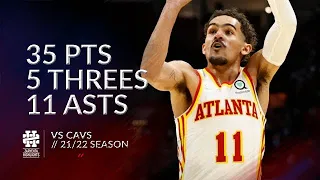 Trae Young 35 pts 5 threes 11 asts vs Cavs 21/22 season