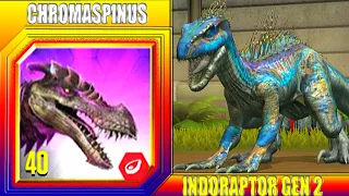 CHROMASPINUS VS INDORAPTOR GEN 2 | JURASSIC WORLD THE GAME