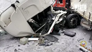 Обзор аварий  ДТП трех грузовиков в Верхошижемском районе, 3 человека пострадали  Место происшествия