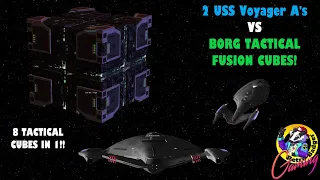 2 USS Voyager A's VS Borg Tactical Fusion Cube | 8 CUBES IN 1! | Star Trek Ship Battles | Armada 2
