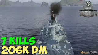 World of WarShips | Georgia | 7 KILLS | 206K Damage - Replay Gameplay 1080p 60 fps