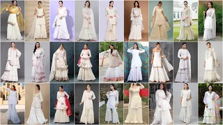 🤍 New Trendy Sharara Gharara Design | Dress party wear | white & off white sharara and gharara 👗