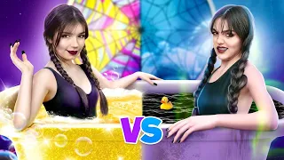 Rich vs Poor Wednesday Addams! How to Become Giga Rich Copy of a Bad Girl