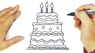 How to draw a Birthday Cake Step by Step | Birthday Cake Drawing Lesson