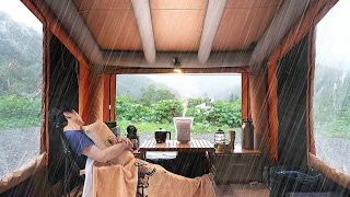 Camping Alone in a Typhoon 🌪️ Holiday in Automatic House Trailer