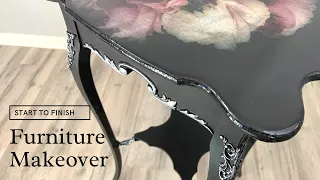 Furniture Makeover | Mint by Michelle Decoupage Paper Take 2🎬 | Resin Pour Furniture Flip