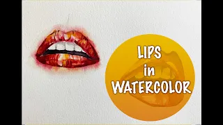 HOW TO DRAW LIPS FOR BEGINNERS. EASY WATERCOLORS LIPS STEP BY STEP SPEED TUTORIAL