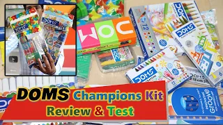 Doms Champions Kit 2020 & 2022 Review Test | Oil Pastels | Plastic &  Wax Crayons | Bi-Color Pencils