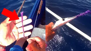 Catching a Fish using a Fishing Lure Made from Microfiber Hair-like Material (NO HOOK)