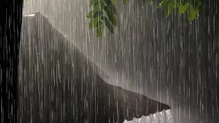 Heavy Rain and Thunder on Roof of Traditional House Late at Night - Sleep Instantly 6 Minutes