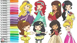 Strawberry Shortcake and Friends Makeover as Disney Princess Coloring Book Compilation Ariel Aurora
