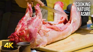 FULL RABBIT in DIY TANDOOR! Relaxing Cooking - ASMR Cooking. No Talk